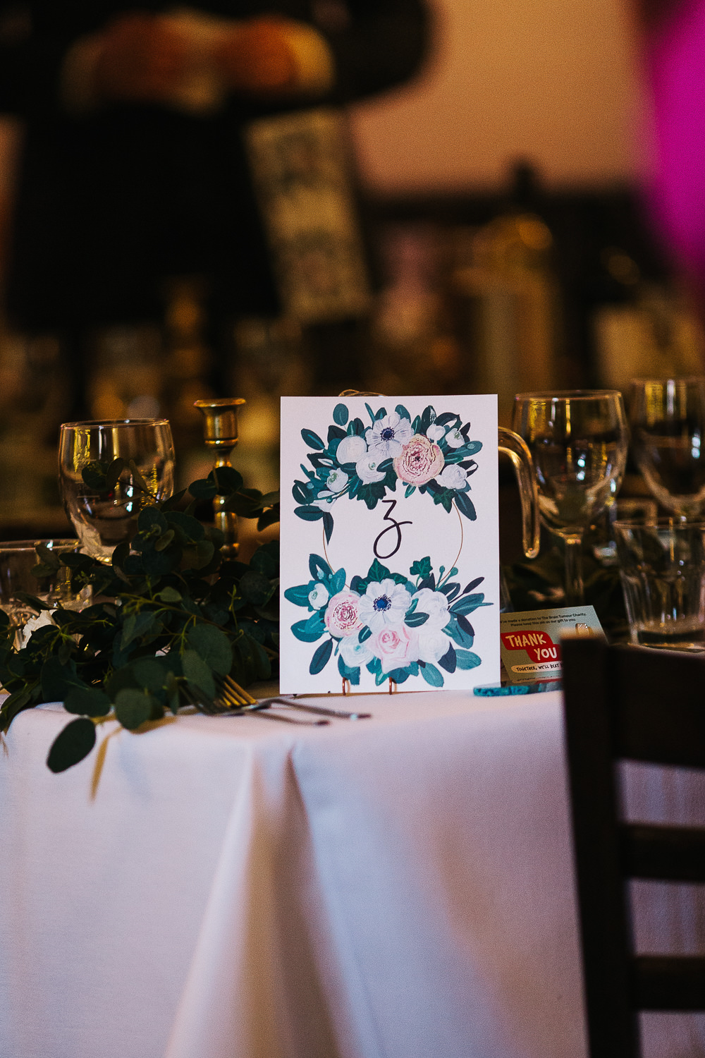Floral Table Number 1331 York Wedding Paul Joseph Photography