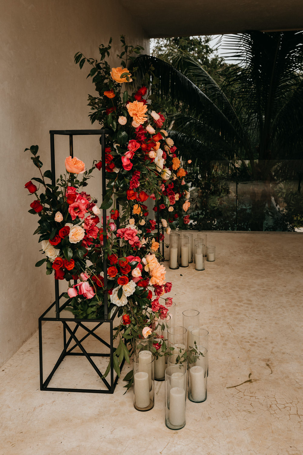 Flower Installation Arch Backdrop Ceremony Aisle 16 Tulum Wedding Romad Photography