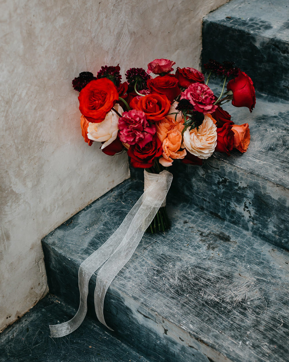 Red Orange Bouquet Flowers Bride Bridal Rose 16 Tulum Wedding Romad Photography