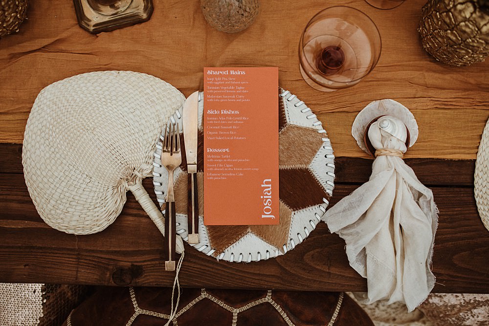 Place Setting Decor Rust Orange Beach Boho Wedding Lola Rose Photography