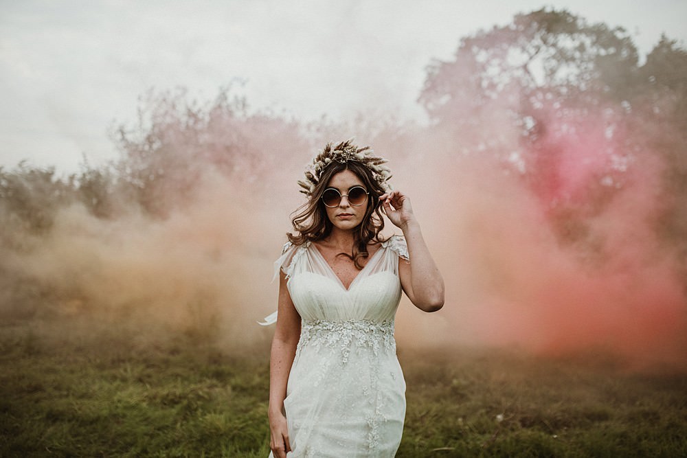 Beach Boho Wedding Lola Rose Photography Smoke Bomb