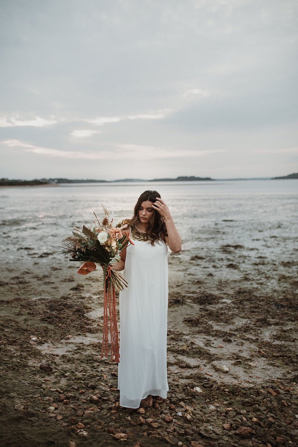 Sheath Dress Long Bride Bridal Halterneck Beach Boho Wedding Lola Rose Photography