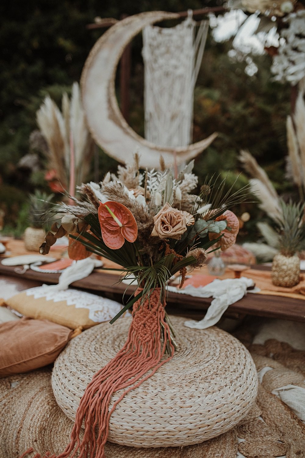 Bouquet Flowers Bride Bridal Rust Orange Ribbon Beach Boho Wedding Lola Rose Photography