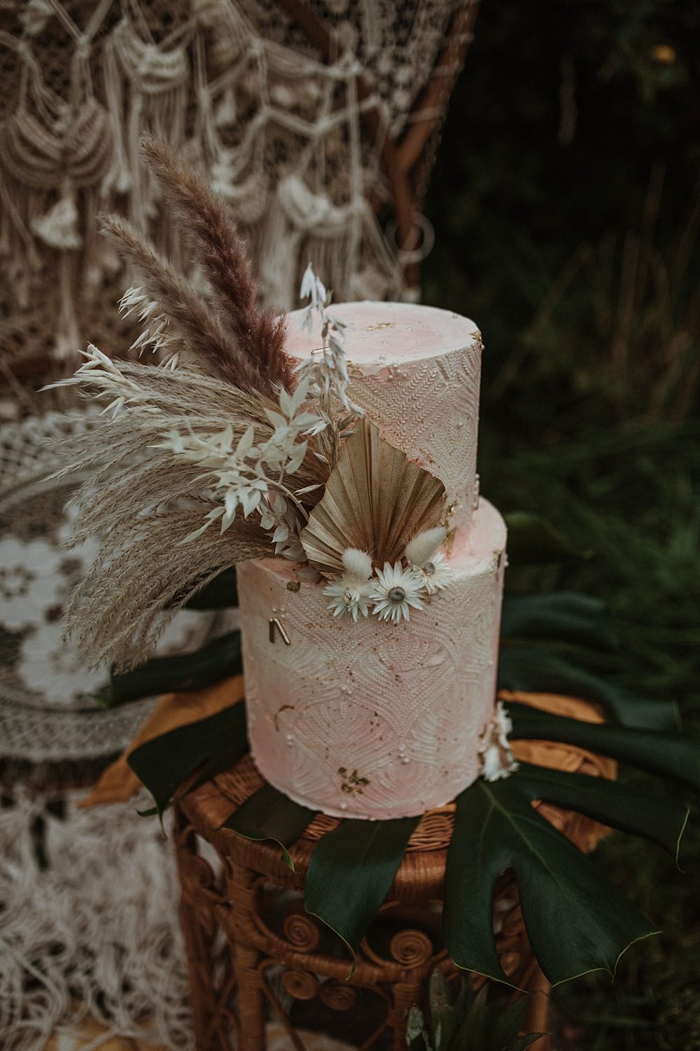 Dried Flower Cake Buttercream Iced Beach Boho Wedding Lola Rose Photography