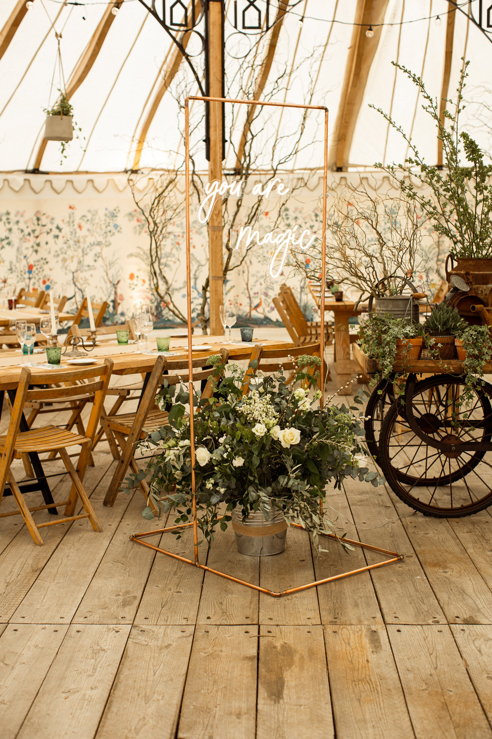 Sign Backdrop Neon Greenery Flowers Beacon Wedding Lottie Topping Photography