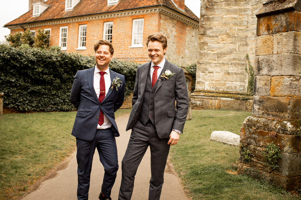 Groom Groomsmen Suit Grey Red Tie Beacon Wedding Lottie Topping Photography