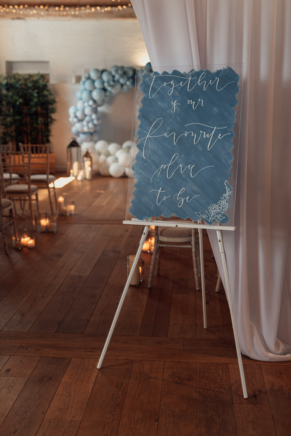 Welcome Sign Signs Signage Blue Spring Wedding Clare Smith Photography