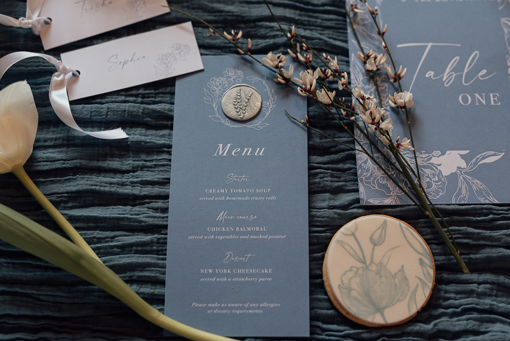 Stationery Invite Invitation Blue Spring Wedding Clare Smith Photography