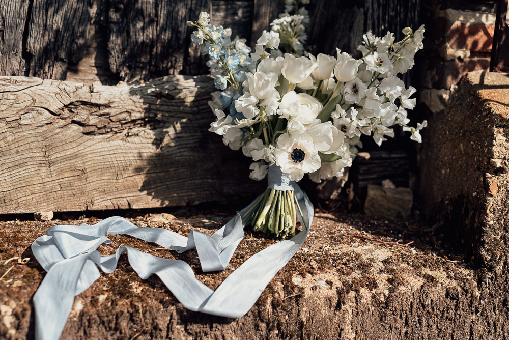 Bouquet Flowers Bride Bridal White Blue Spring Wedding Clare Smith Photography