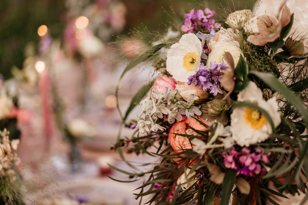 Table Flowers Centrepiece Bluebell Wood Wedding Ideal Imaging