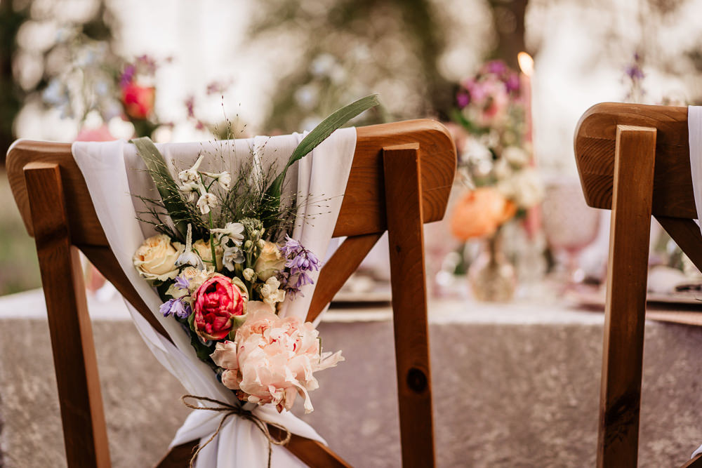 Chair Sash Ribbon Flowers Bluebell Wood Wedding Ideal Imaging