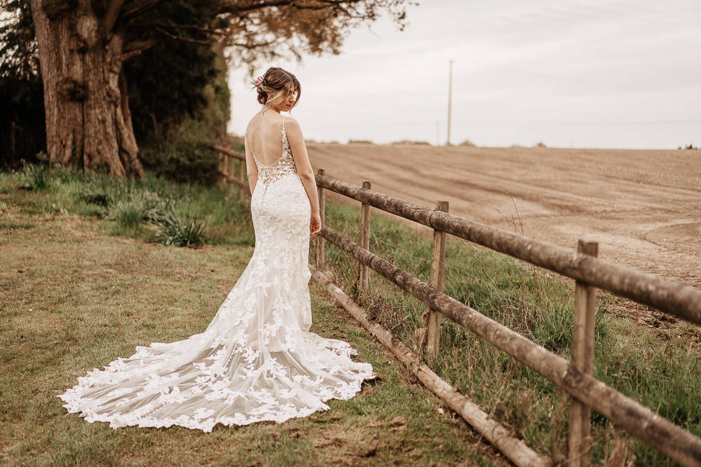 Dress Gown Bride Bridal Train Tulle Lace Bluebell Wood Wedding Ideal Imaging