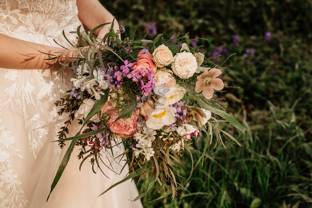 Bride Bridal Bouquet Flowers Peony Bluebell Wood Wedding Ideal Imaging