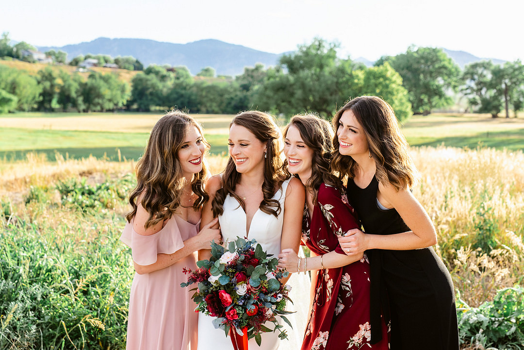 Mismatched Bridesmaids Dress Boulder Elopement Josie V Photography