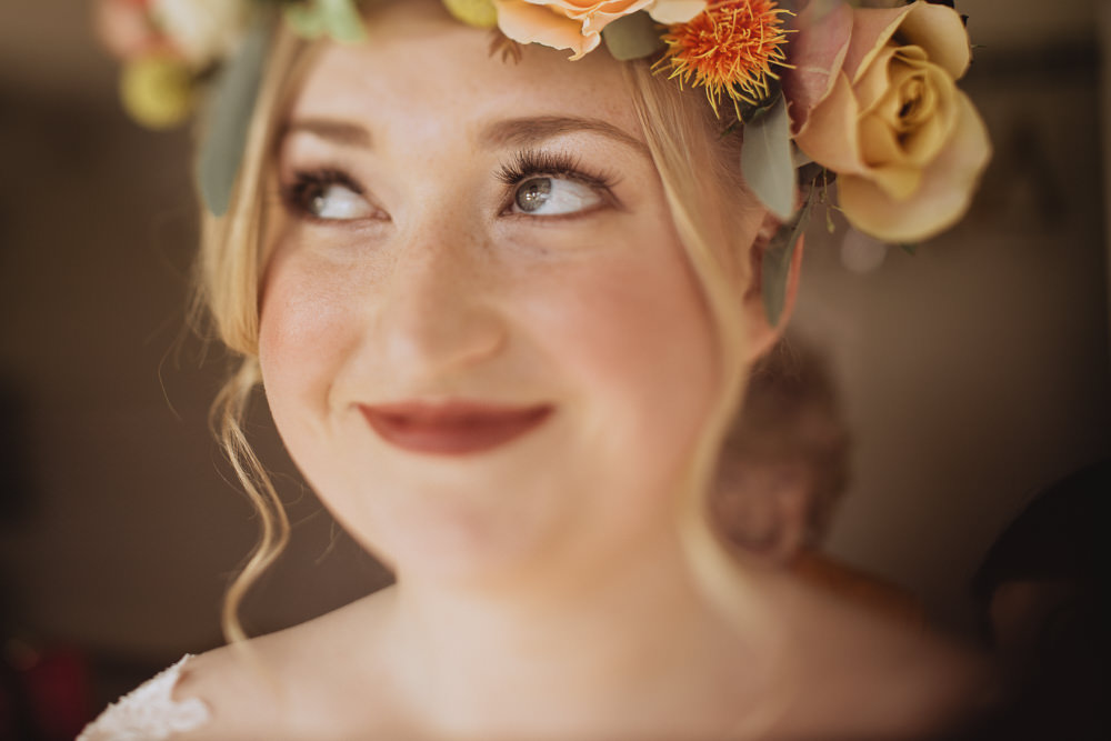 Chateau Rhianfa Wedding Fox&BearPhotography Bride Bridal Make Up Flower Crown