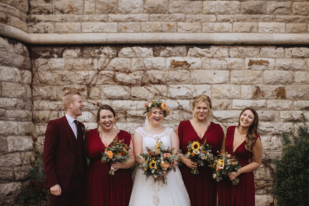 Red Bridesmaids Bridesman Dress Dresses Bridesmaid Chateau Rhianfa Wedding Fox&BearPhotography