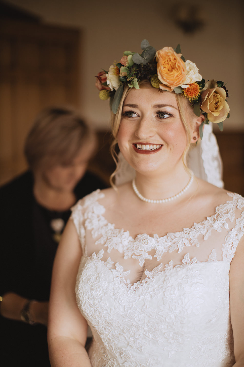 Bride Bridal Make Up Flower Crown Chateau Rhianfa Wedding Fox&BearPhotography