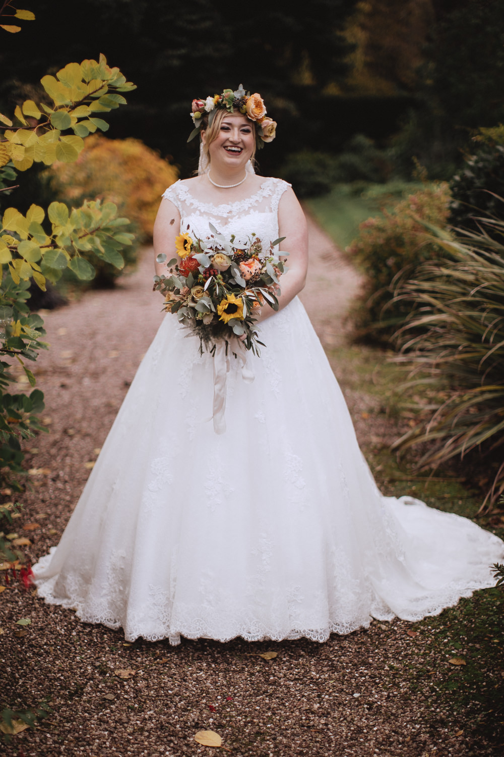 Dress Gown Bride Bridal Straps Lace Chateau Rhianfa Wedding Fox&BearPhotography
