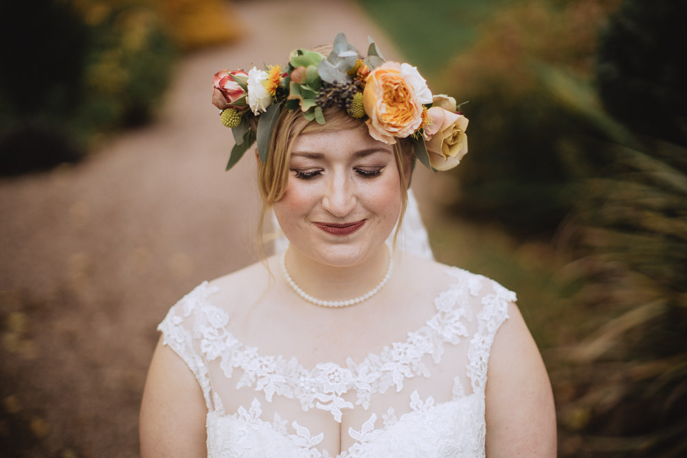 Bride Bridal Make Up Flower Crown Chateau Rhianfa Wedding Fox&BearPhotography