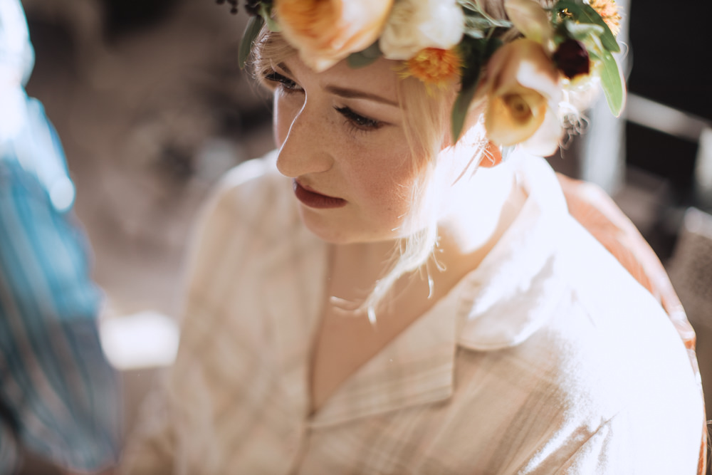 Bride Bridal Make Up Flower Crown Chateau Rhianfa Wedding Fox&BearPhotography