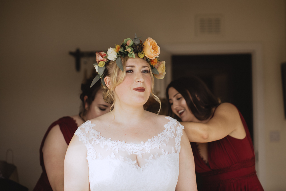 Bride Bridal Make Up Flower Crown Chateau Rhianfa Wedding Fox&BearPhotography