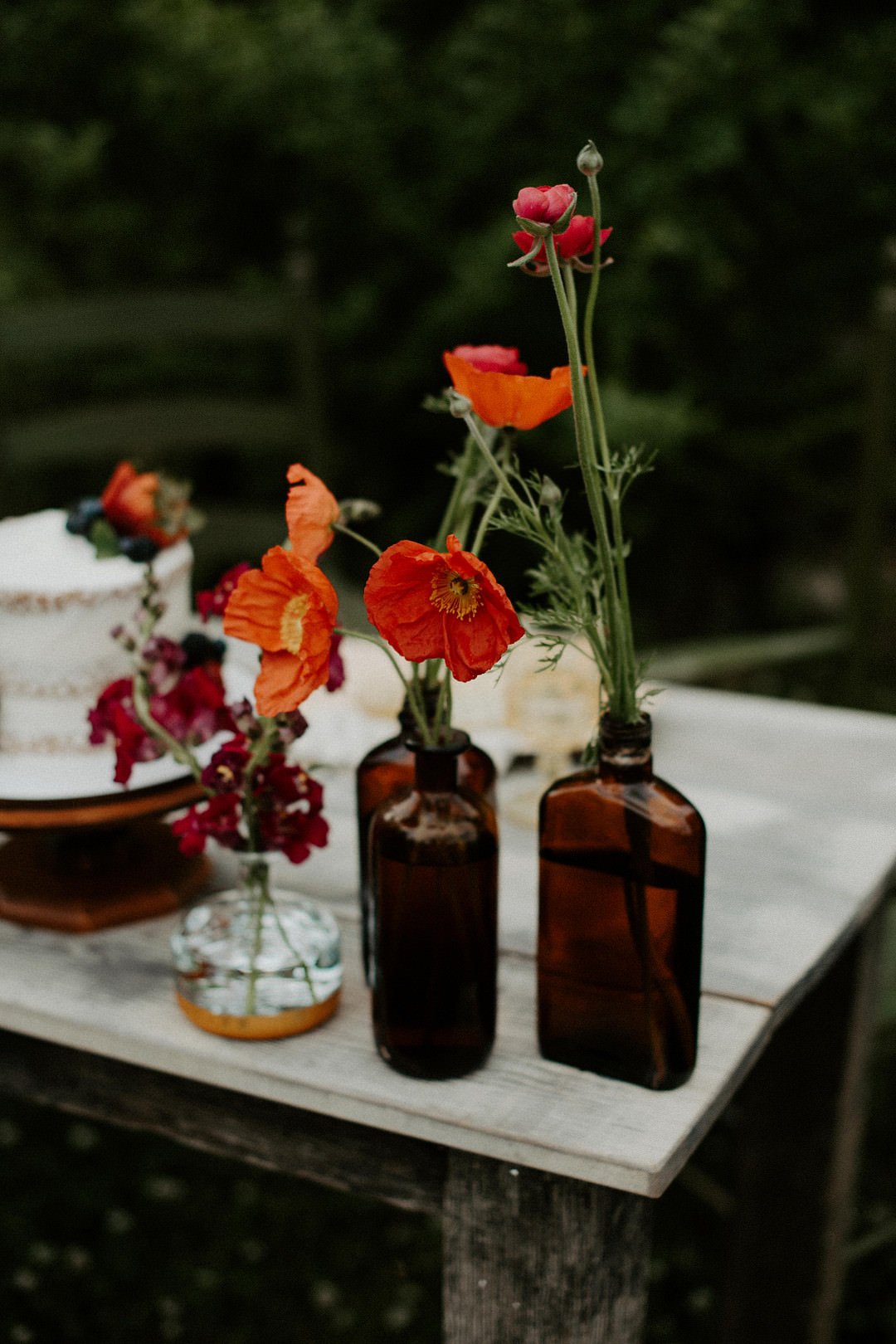 Bottle Flowers Colourful Farm Wedding McKenna Rhyne Photography