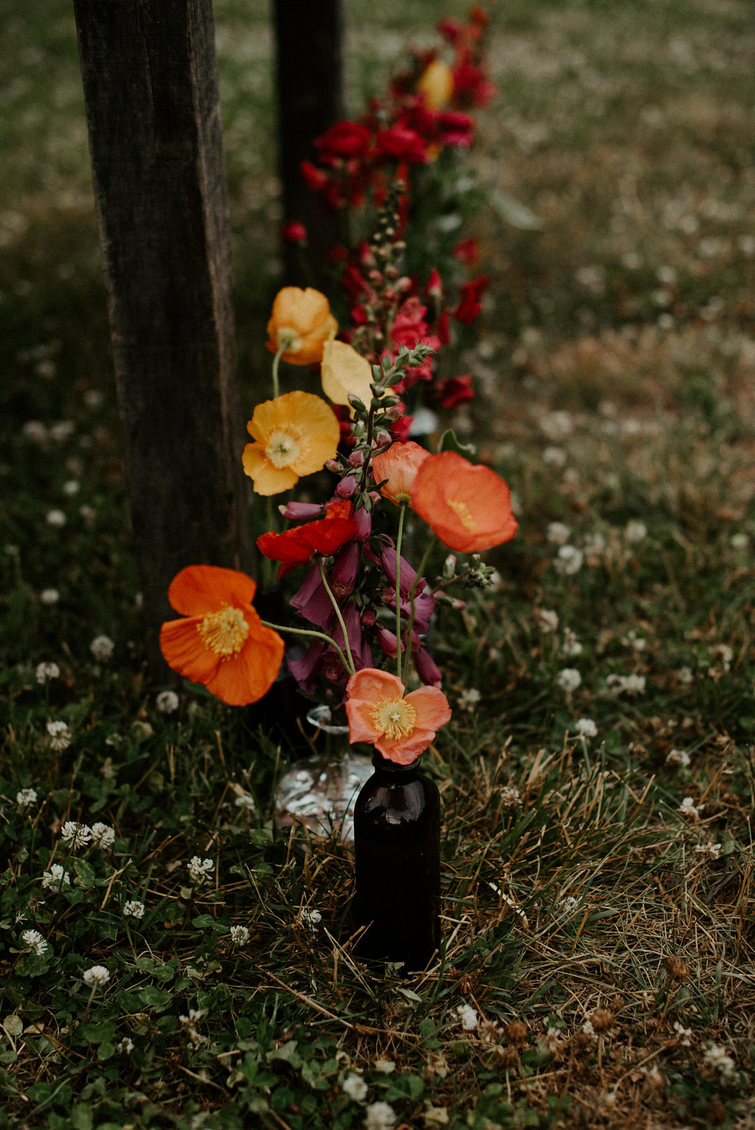 Table Decor Poppies Flowers Colourful Farm Wedding McKenna Rhyne Photography
