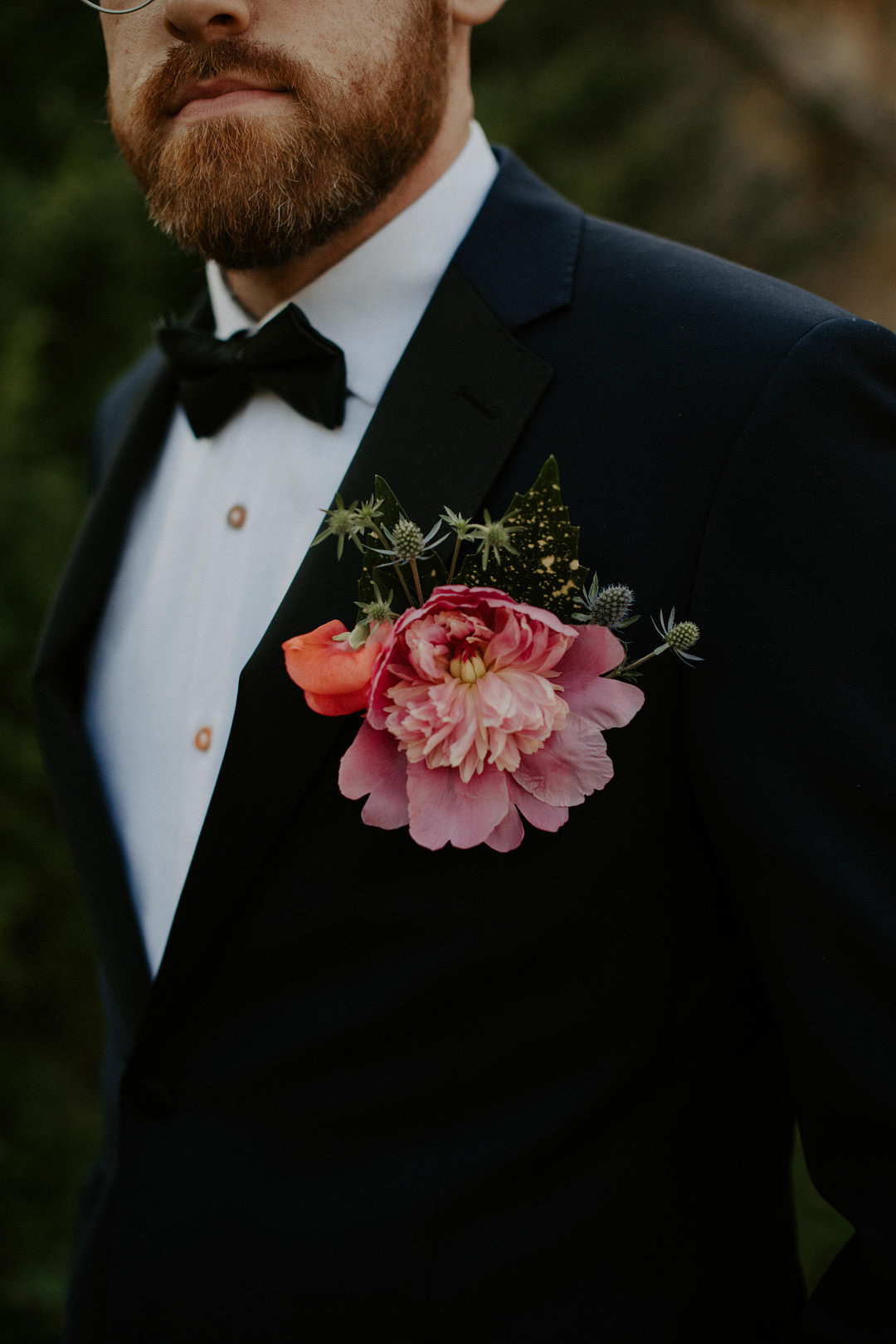 Peony Buttonhole Flower Colourful Farm Wedding McKenna Rhyne Photography