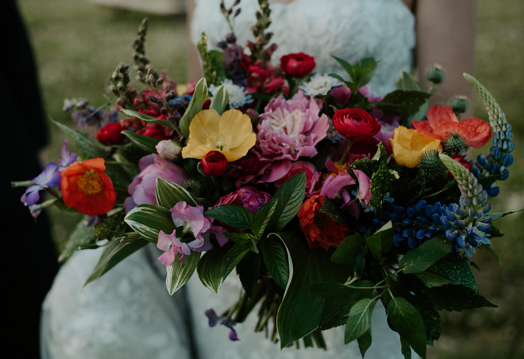Bouquet Flowers Bride Bridal Colourful Farm Wedding McKenna Rhyne Photography