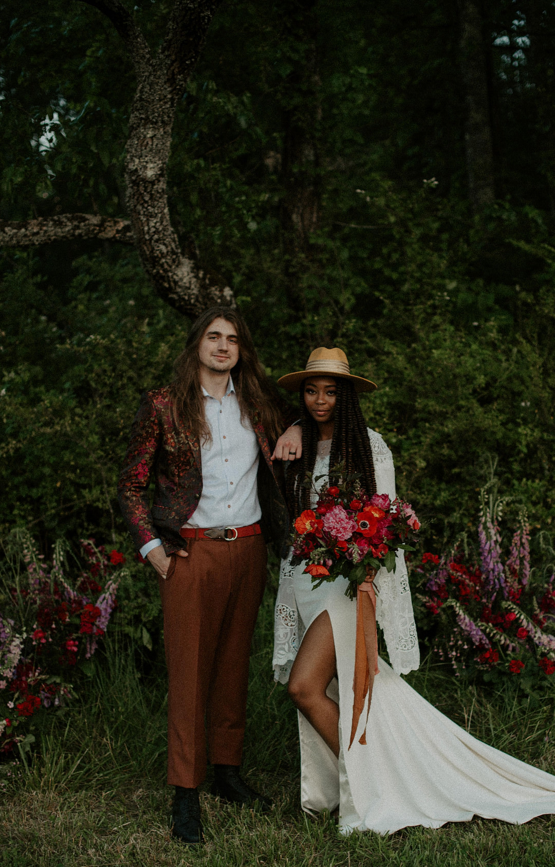 Colourful Farm Wedding McKenna Rhyne Photography Groom Suit Red Burgundy