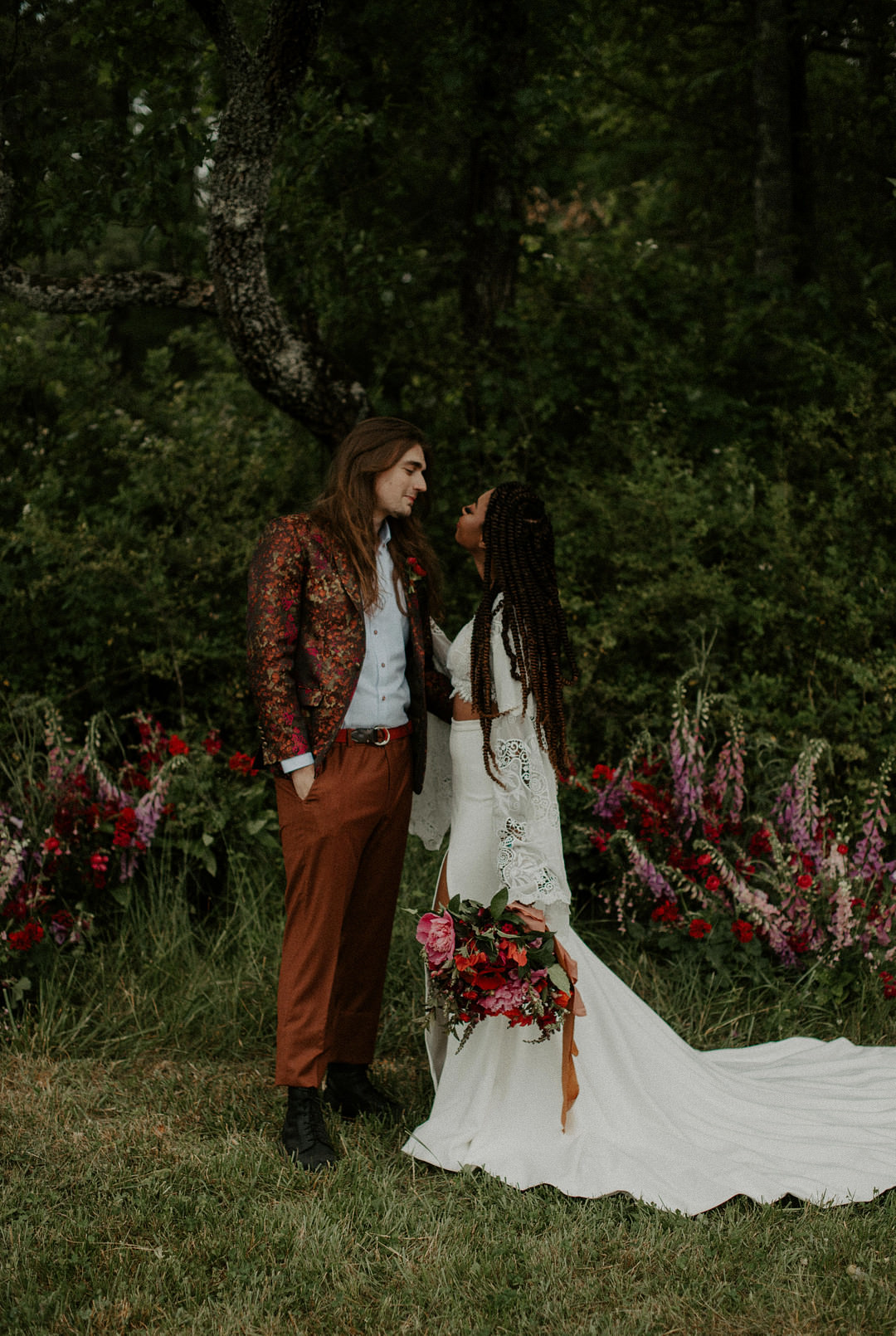 Colourful Farm Wedding McKenna Rhyne Photography Meadow Flowers Backdrop Installation