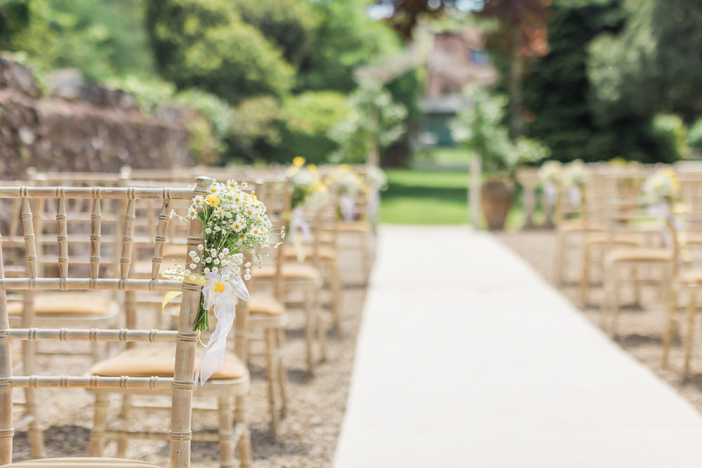 Aisle Chair Flowers Combe House Hotel Wedding James and Kerrie Photography