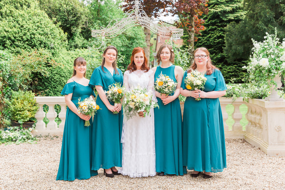 Teal Bridesmaids Dress Dresses Combe House Hotel Wedding James and Kerrie Photography