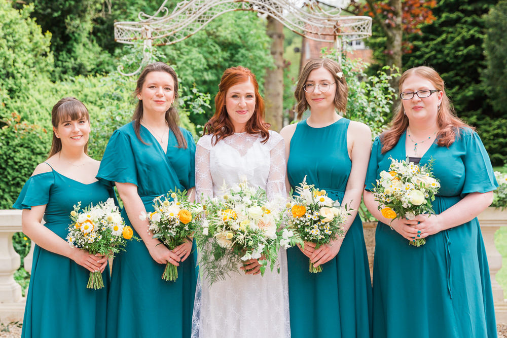 Teal Bridesmaids Dress Dresses Combe House Hotel Wedding James and Kerrie Photography
