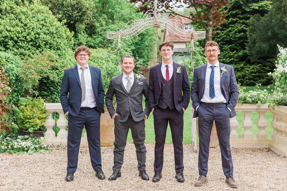 Groom Groomsmen Suits Combe House Hotel Wedding James and Kerrie Photography