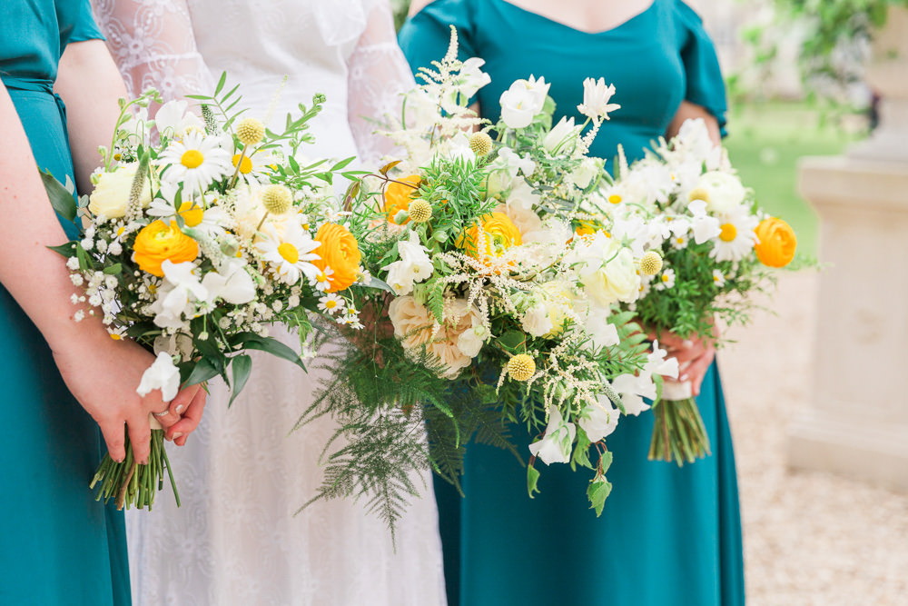 Bridesmaid Bouquet Yellow White Combe House Hotel Wedding James and Kerrie Photography