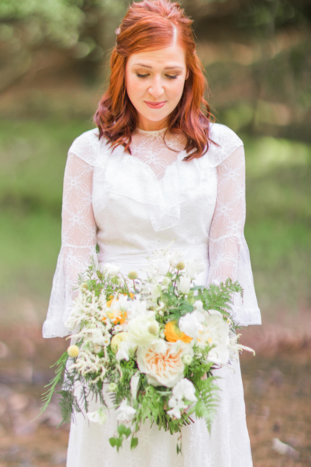 Bouquet Flowers Bride Bridal Yellow White Combe House Hotel Wedding James and Kerrie Photography
