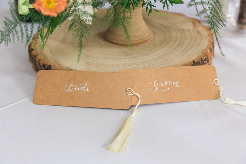 Tassel Place Name Cards Combe House Hotel Wedding James and Kerrie Photography