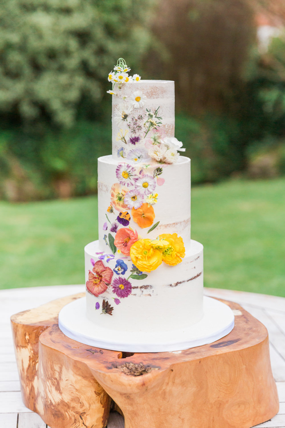 Flower Petal Floral Cake Tall Combe House Hotel Wedding James and Kerrie Photography