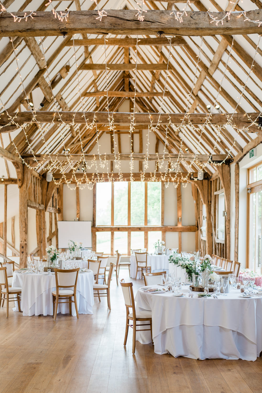Barn Reception Fairy Lights Decor Cream Blush Wedding Gemma Giorgio Photography
