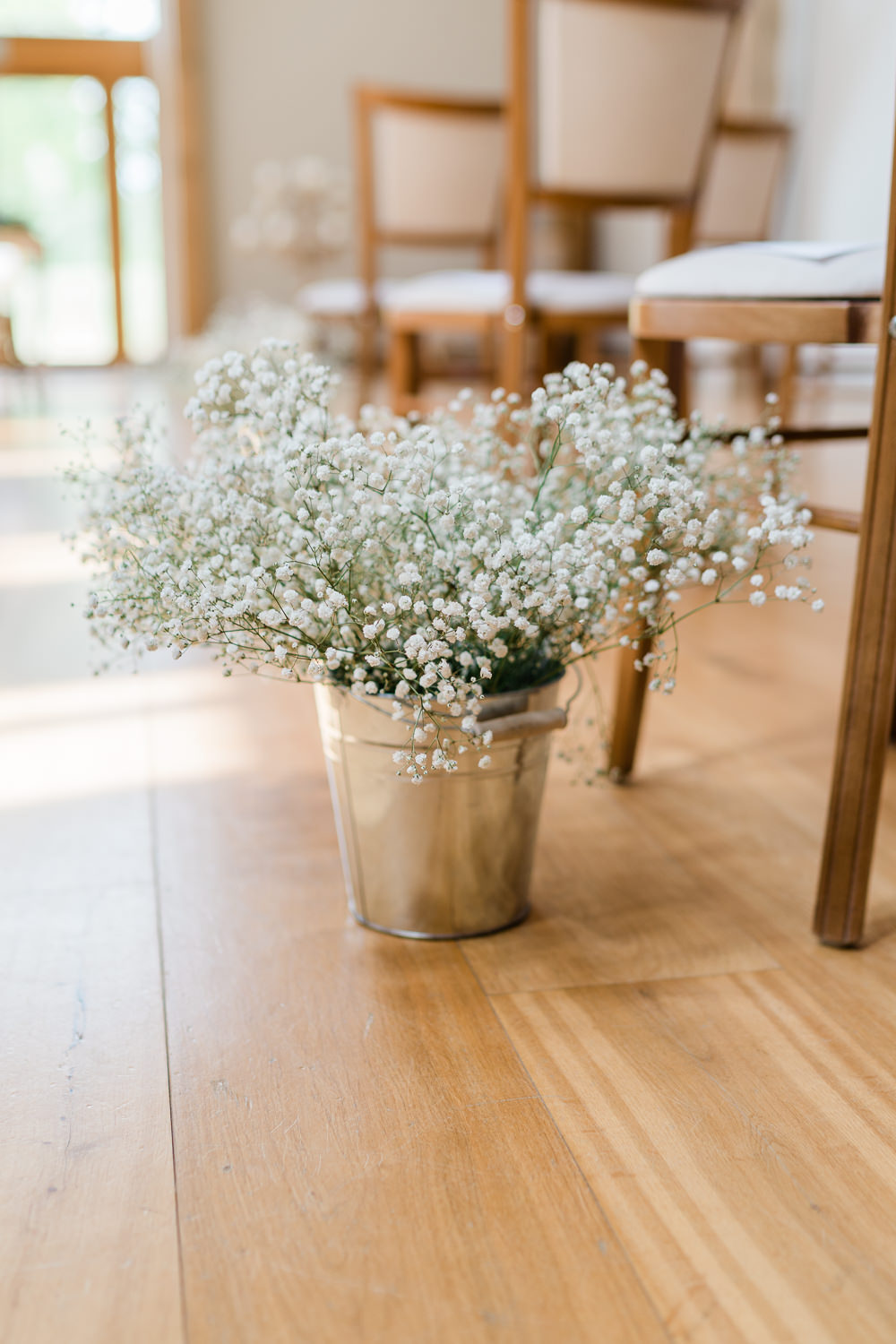 Aisle Ceremony Flowers Gypsophila Buckets Cream Blush Wedding Gemma Giorgio Photography