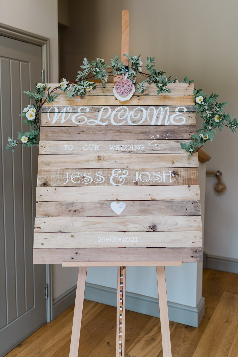 Sign Signs Signage Wooden Welcome Cream Blush Wedding Gemma Giorgio Photography
