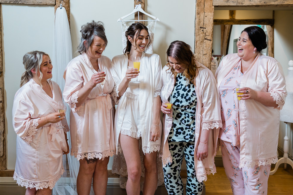 Bride Bridal Robe Dressing Gown Bridesmaids Cream Blush Wedding Gemma Giorgio Photography