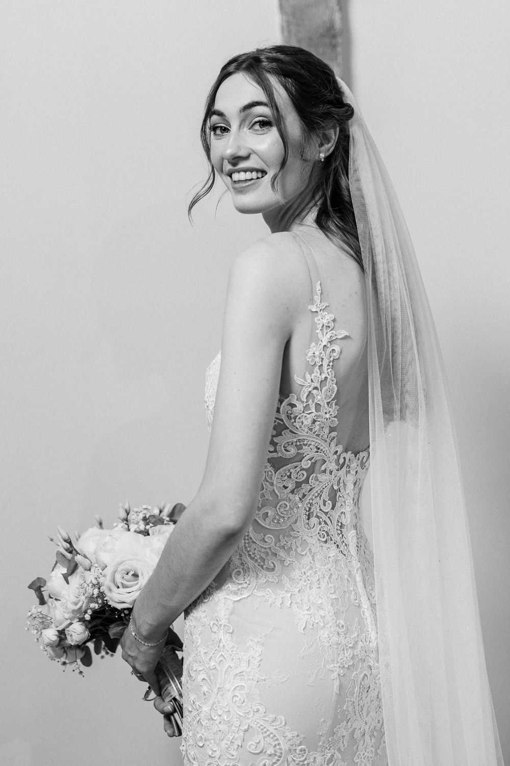 Dress Gown Bride Bridal Lace Mermaid Veil Train Cream Blush Wedding Gemma Giorgio Photography