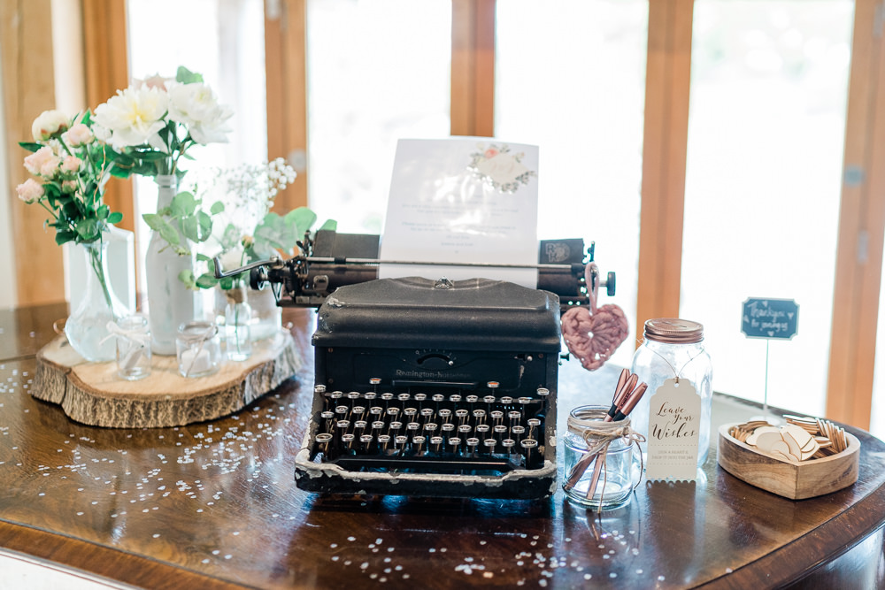 Typewriter Guest Book Cream Blush Wedding Gemma Giorgio Photography