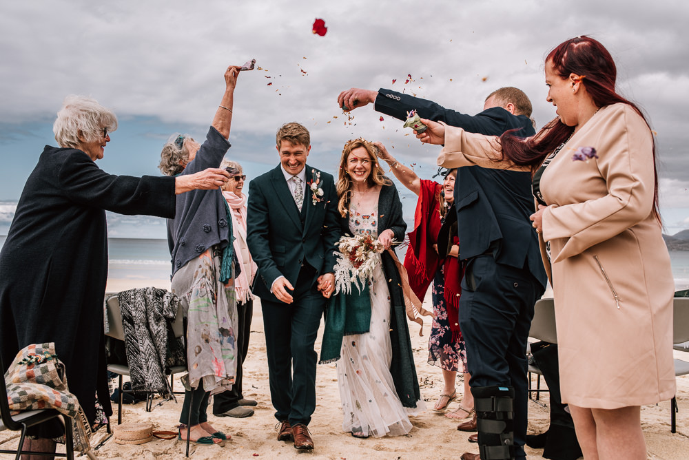 Confetti Throw Isle of Harris Wedding Pink Elephant Photography