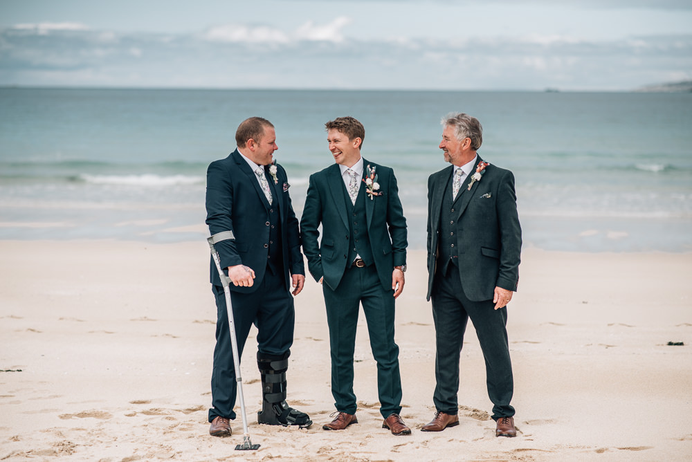 Groom Suit Green Blue Floral Tie Groomsmen Isle of Harris Wedding Pink Elephant Photography