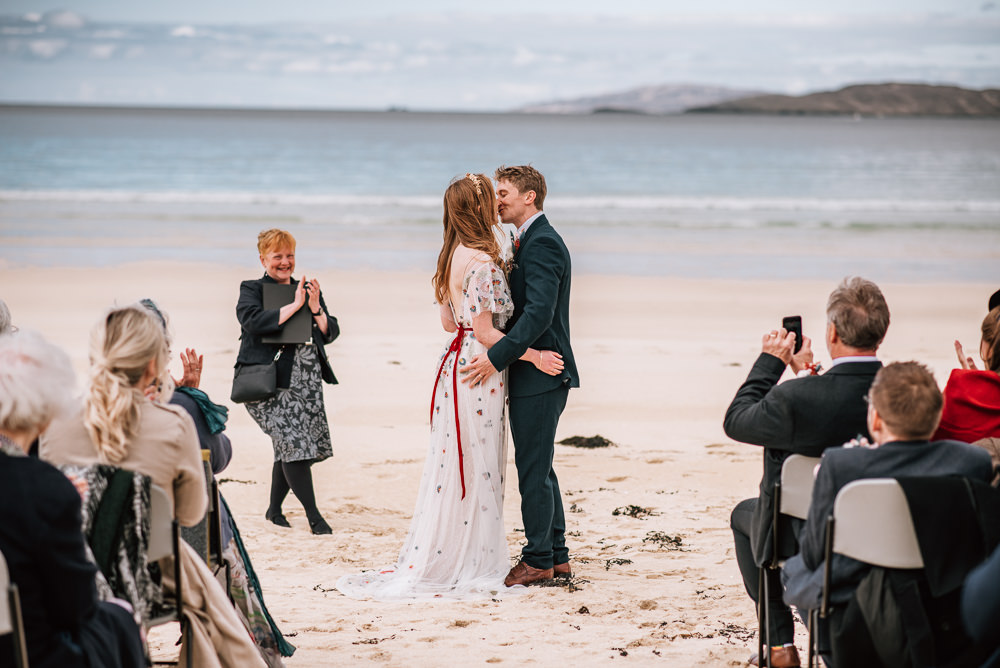 Beach Ceremony Sea Isle of Harris Wedding Pink Elephant Photography