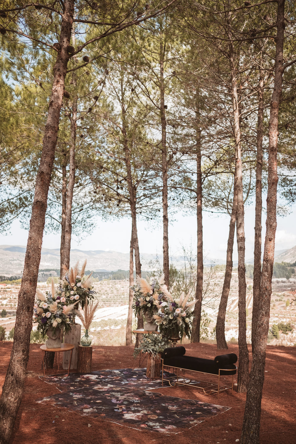 Flower Arrangement Decor Pampas Grass Log Stump Ceremony Lilac Wedding Ideas Carlos Lucca