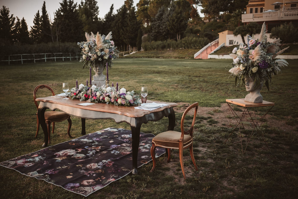 Table Tablescape Outdoor Sweetheart Flowers Candles Lilac Wedding Ideas Carlos Lucca